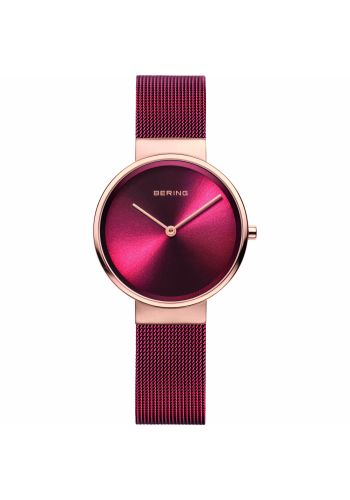 Bering Ladies red watch w/mesh bracelet and red dial