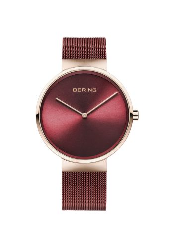 Men's Classic Stainless Steel Watch In Rose Gold/Red