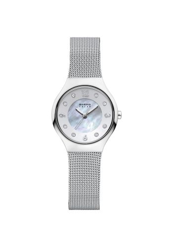 Ladies Solar Stainless Steel Watch In Silver/Silver