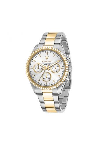 Maserati Men's COMPETIZIONE Chronograph Silver/Gold Tone Stainless Steel Watch w/Metal Bracelet