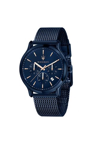 Maserati Men's EPOCA Chronograph Blue Tone Stainless Steel Watch w/Mesh Metal Bracelet